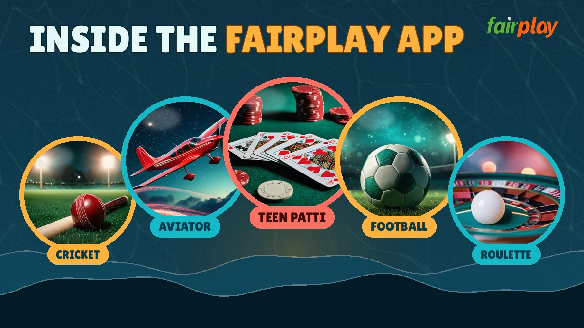 FairPlay app games lobby with cricket, Aviator, Teen Patti and roulette