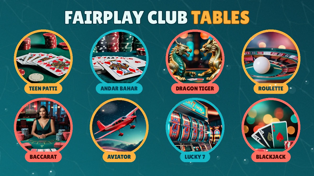 FairPlay Club games lobby with cricket, Teen Patti and Aviator