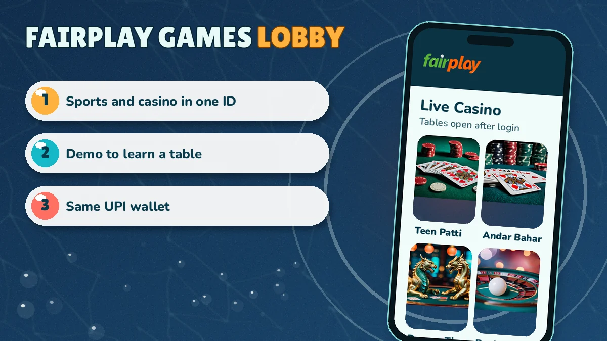 FairPlay games screen showing the casino lobby with Aviator and live tables