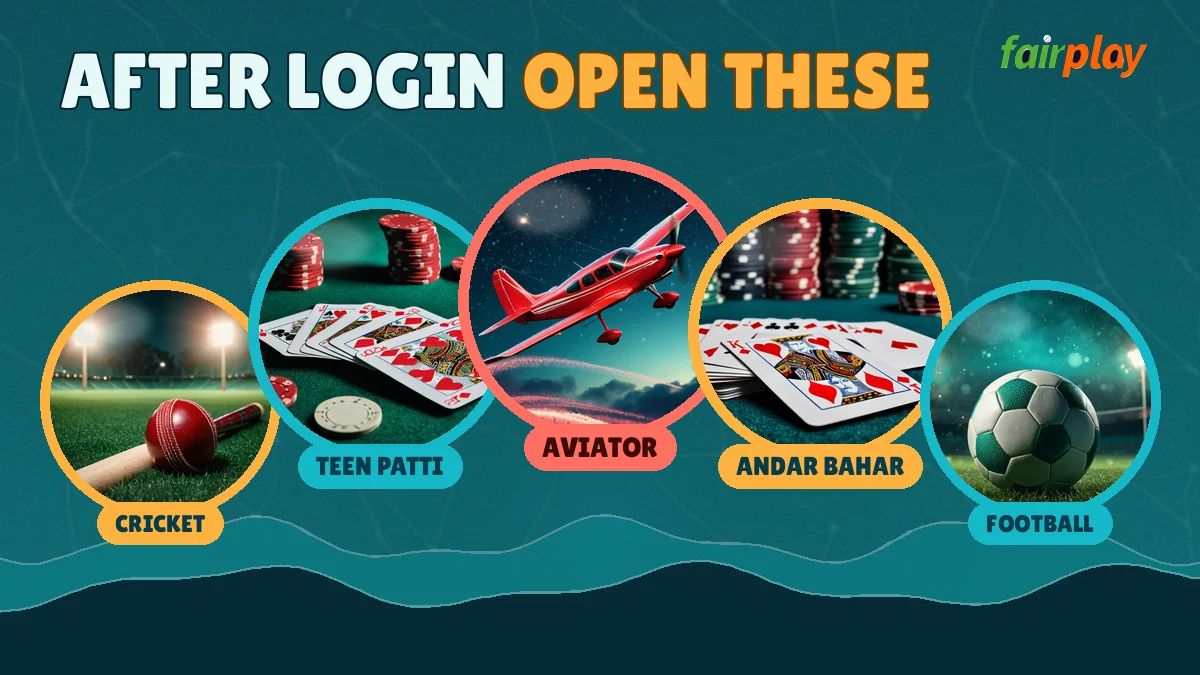 FairPlay login lobby with cricket exchange and casino games