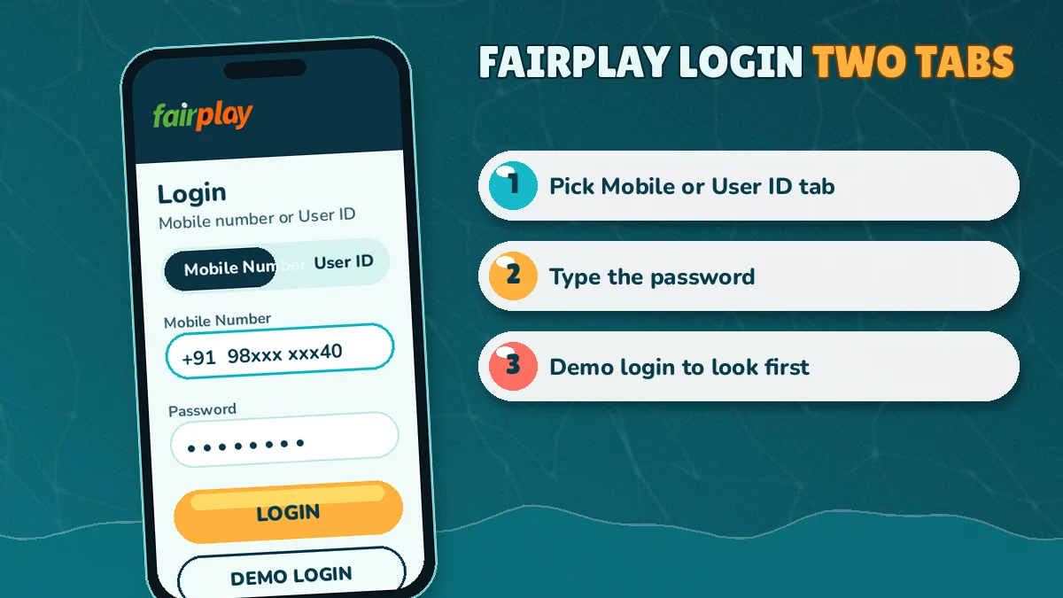 FairPlay login screen showing both sign-in tabs and the password field